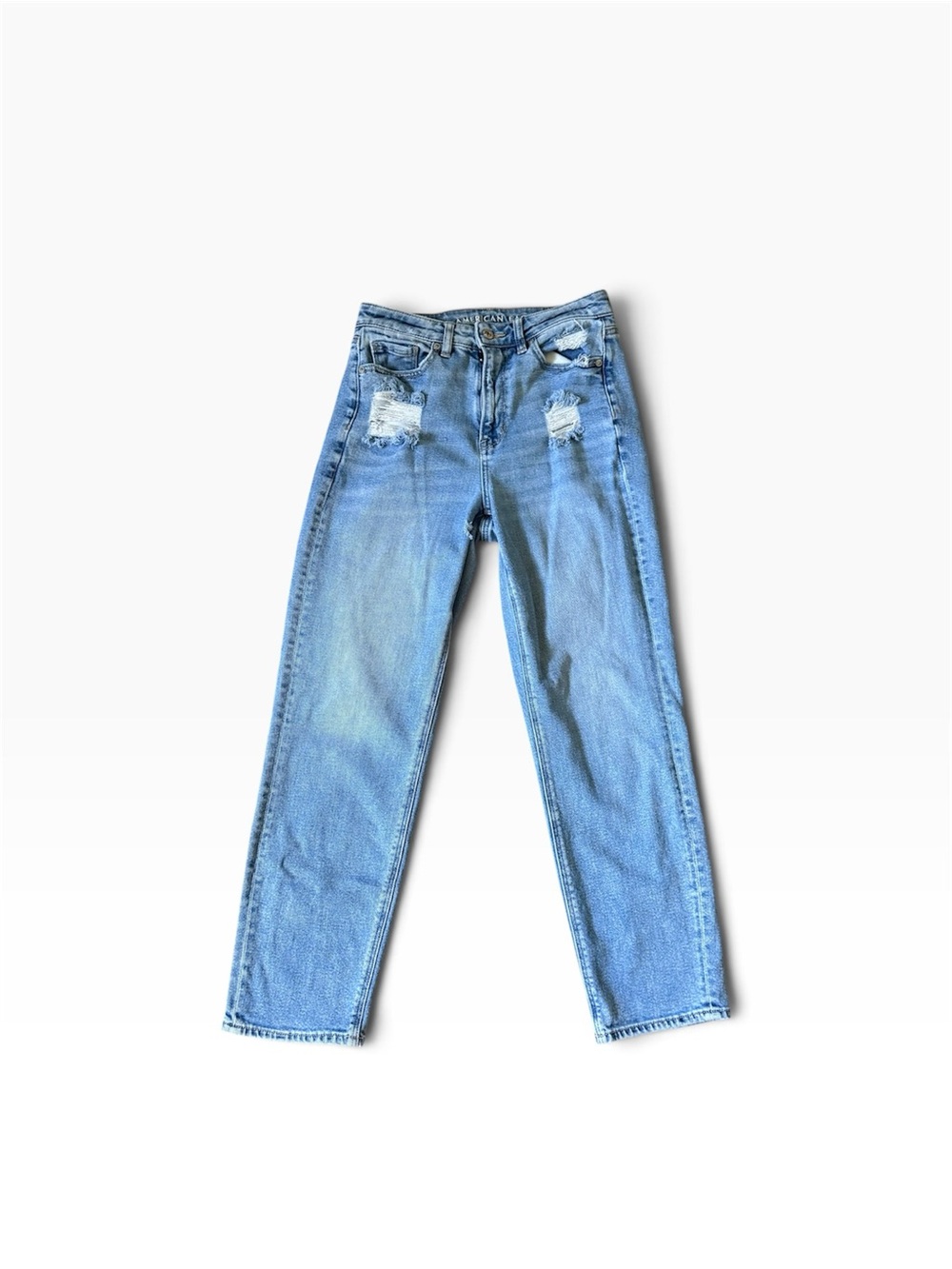 American Eagle Outfitters Light Blue Straight Leg Distressed Jeans
